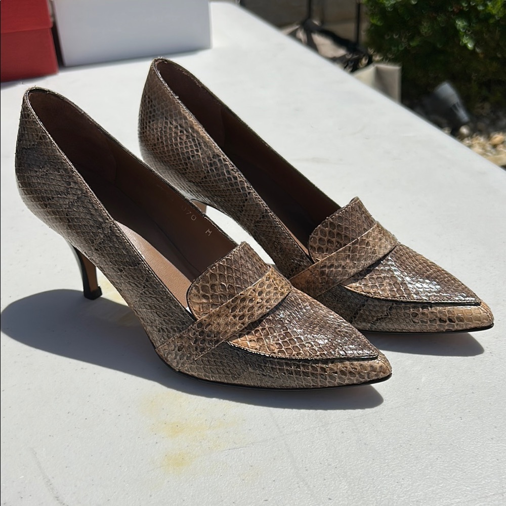Donald J. Pliner Brown Kitten Heel Loafers